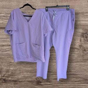 Figs Lilac Scrub Set Casma Top Xl And Kade Cargo XXL